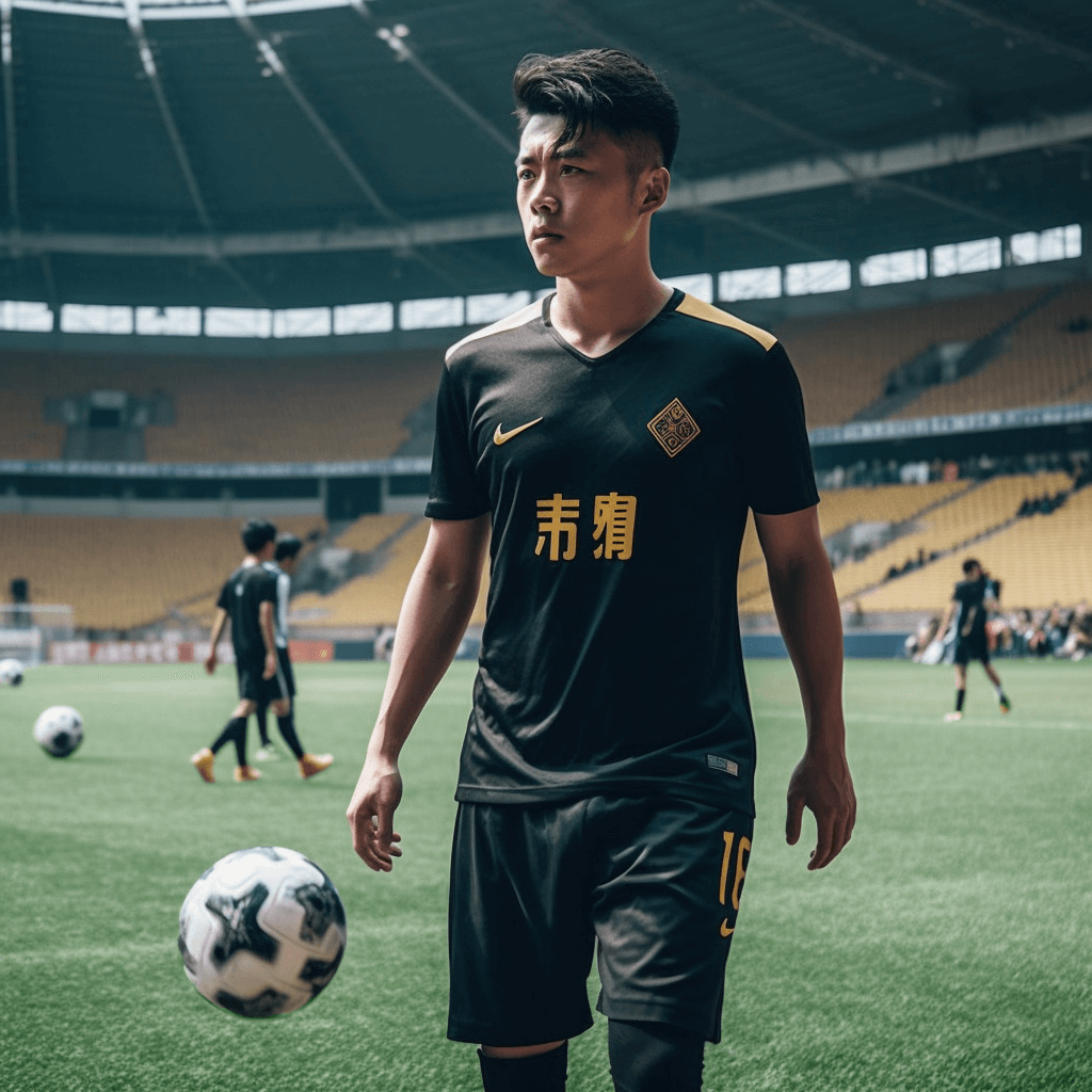 bill9603180481_Li_Gangren_footballer_playing_football_in_arena_5d40c3da-a4d0-464a-bc6a-901fc56eac66.png
